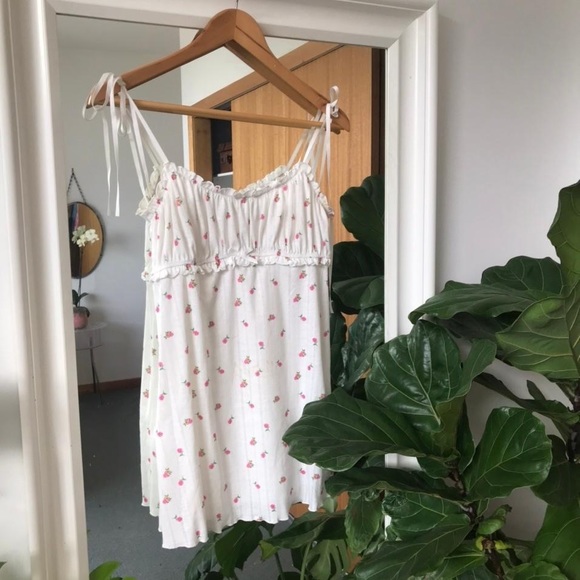 For Love And Lemons Blossom Pointelle Slip Dress White XL NEW - Picture 7 of 14